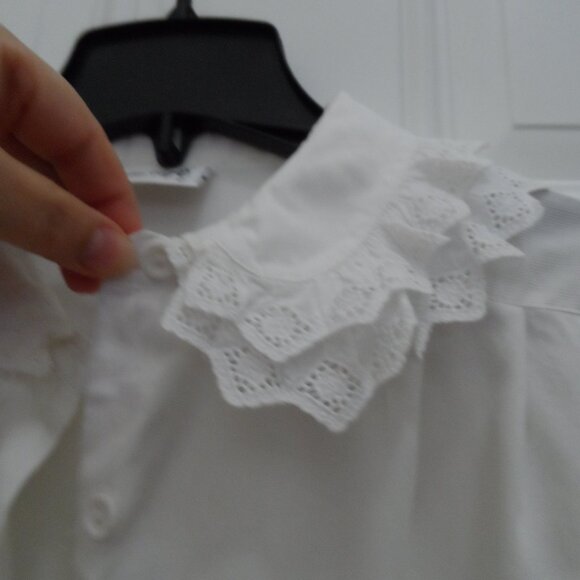 Vintage, Cotton Poplin Lace Blouse Button Down , long sleeve - Picture 15 of 15